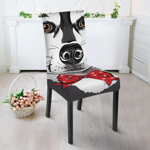 Santa Siberian Husky Print Dining Chair Slipcover