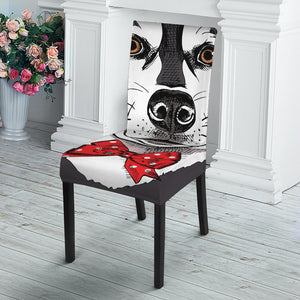 Santa Siberian Husky Print Dining Chair Slipcover