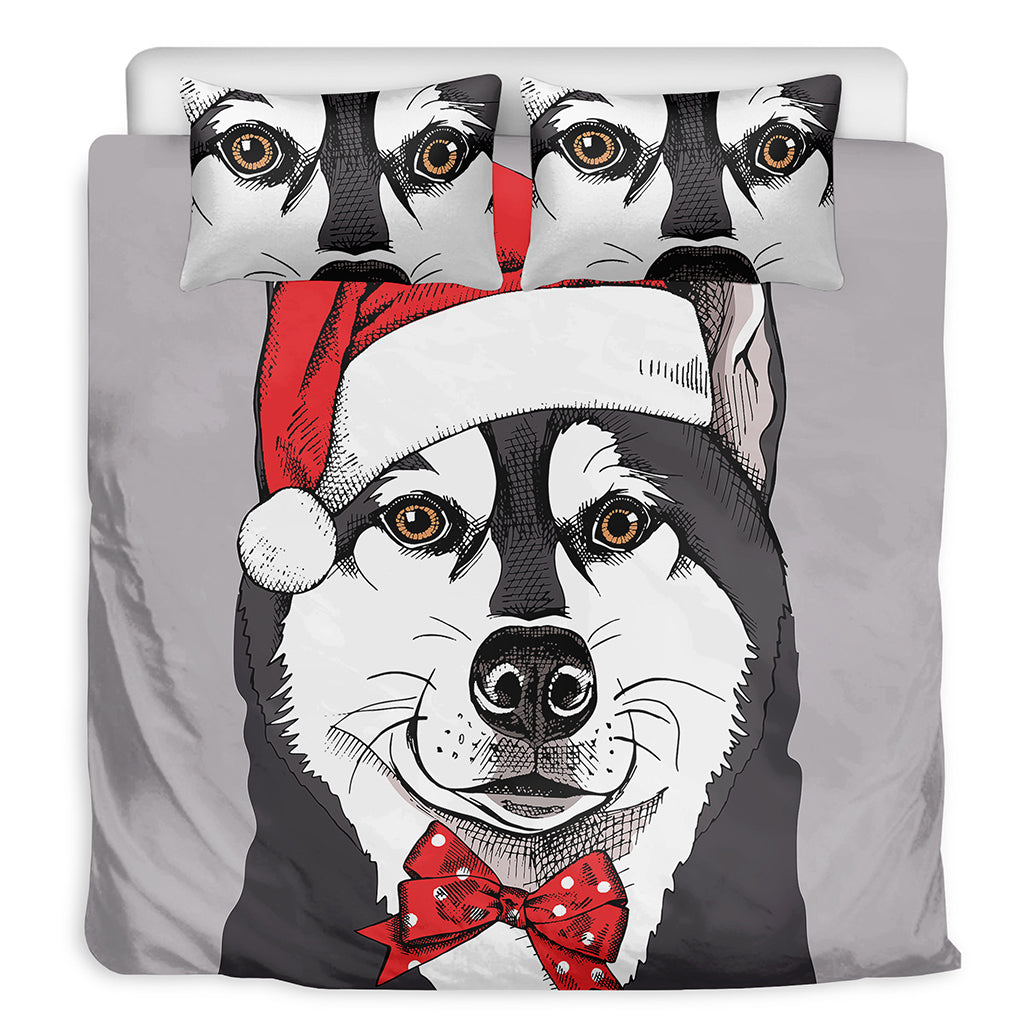 Santa Siberian Husky Print Duvet Cover Bedding Set