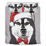 Santa Siberian Husky Print Duvet Cover Bedding Set