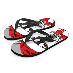 Santa Siberian Husky Print Flip Flops