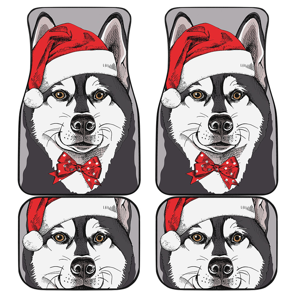 Santa Siberian Husky Print Front and Back Car Floor Mats