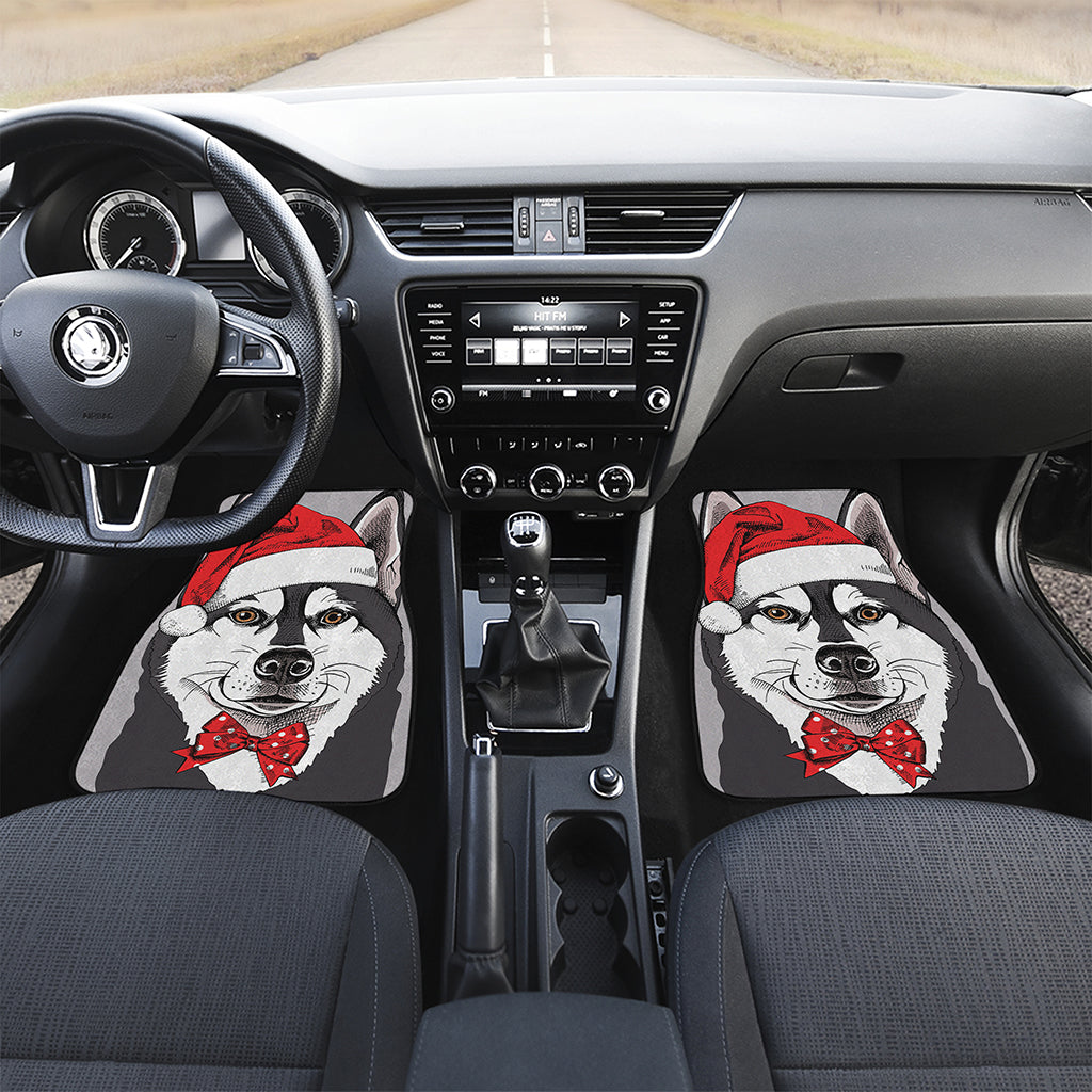 Santa Siberian Husky Print Front and Back Car Floor Mats