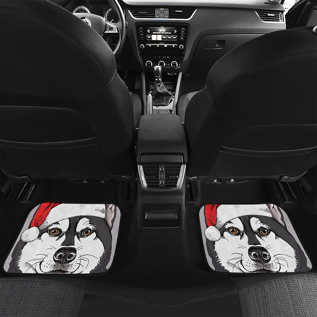 Santa Siberian Husky Print Front and Back Car Floor Mats