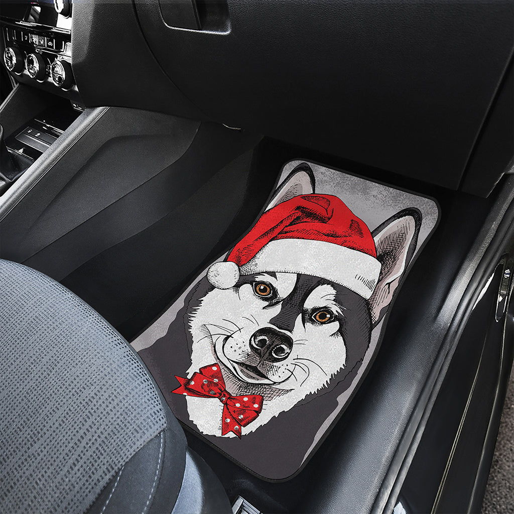 Santa Siberian Husky Print Front and Back Car Floor Mats