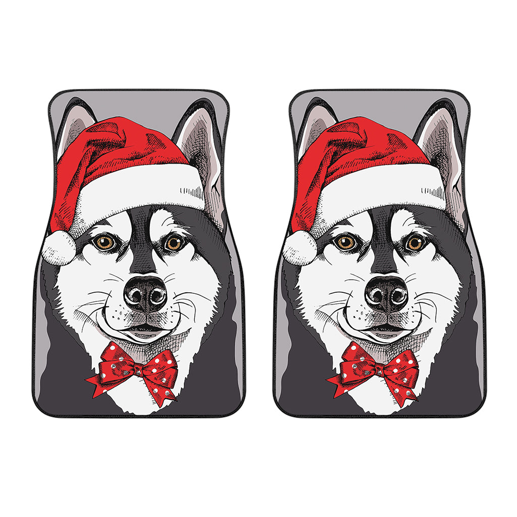 Santa Siberian Husky Print Front Car Floor Mats