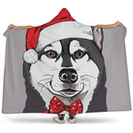 Santa Siberian Husky Print Hooded Blanket