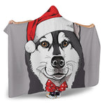 Santa Siberian Husky Print Hooded Blanket