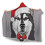 Santa Siberian Husky Print Hooded Blanket
