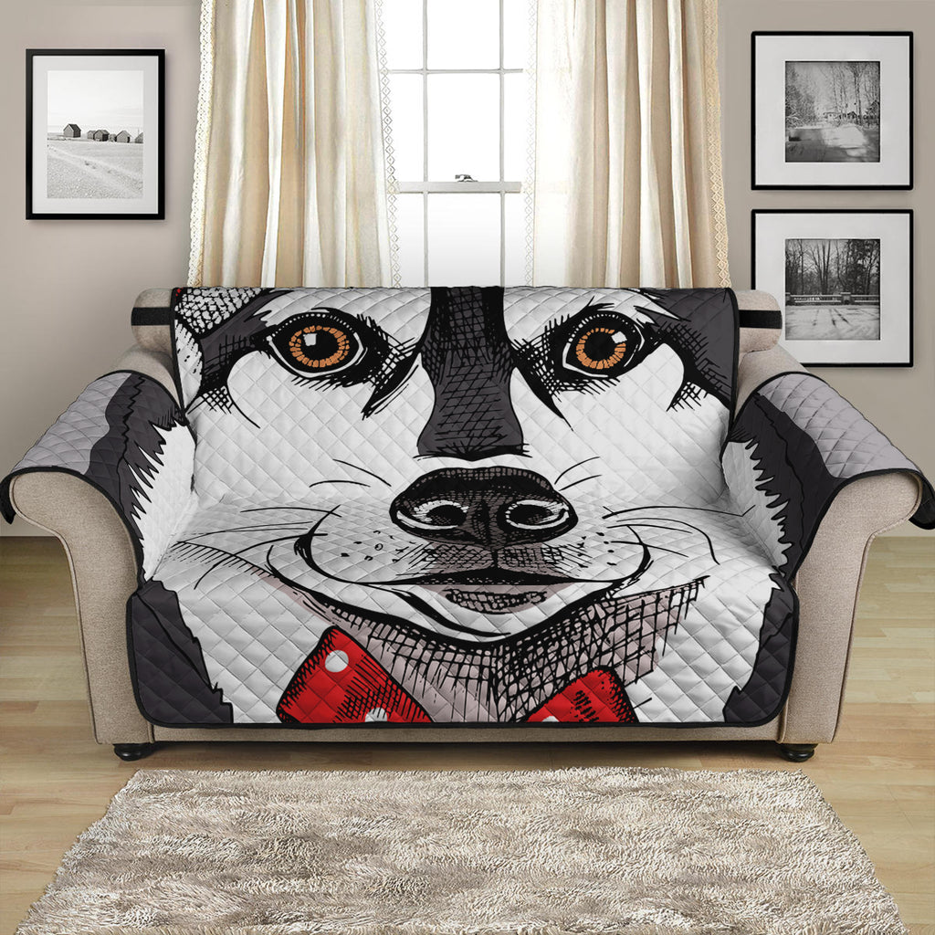Santa Siberian Husky Print Loveseat Protector