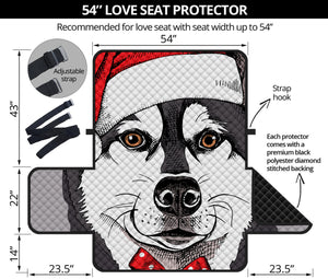 Santa Siberian Husky Print Loveseat Protector