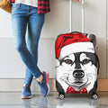Santa Siberian Husky Print Luggage Cover