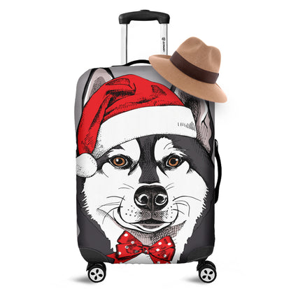 Santa Siberian Husky Print Luggage Cover