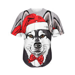 Santa Siberian Husky Print Men's Baseball Jersey