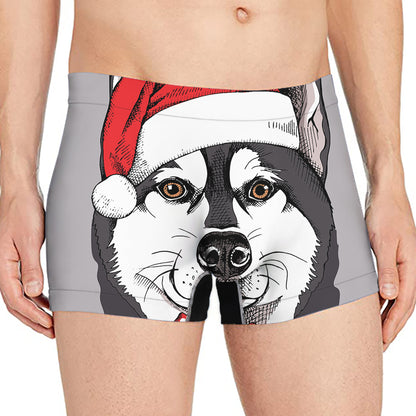 Santa Siberian Husky Print Men's Boxer Briefs