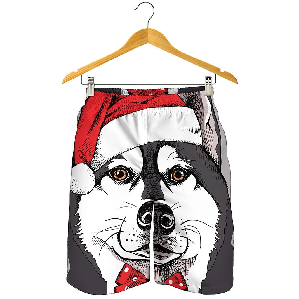 Santa Siberian Husky Print Men's Shorts
