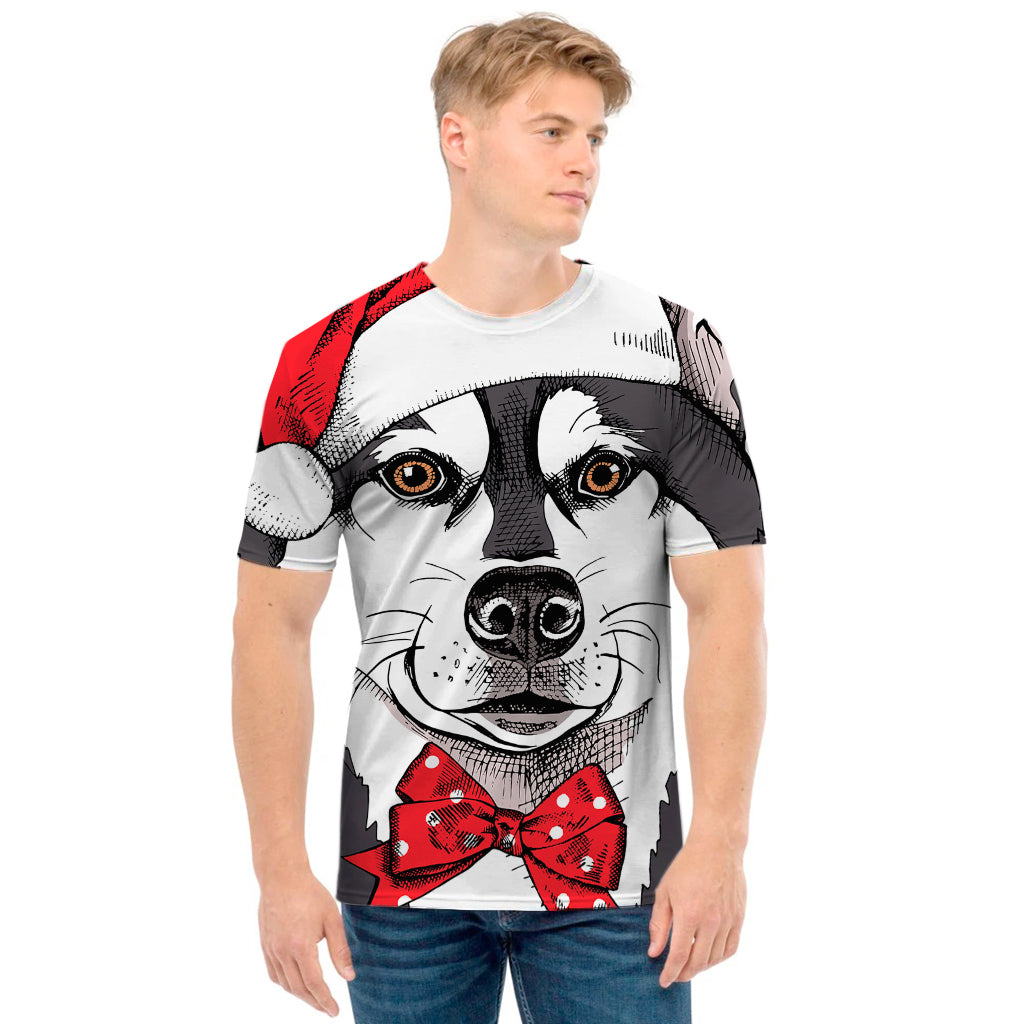 Santa Siberian Husky Print Men's T-Shirt