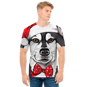 Santa Siberian Husky Print Men's T-Shirt