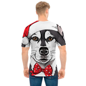 Santa Siberian Husky Print Men's T-Shirt