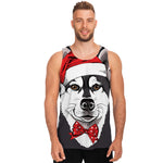 Santa Siberian Husky Print Men's Tank Top