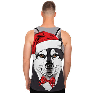 Santa Siberian Husky Print Men's Tank Top