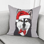 Santa Siberian Husky Print Pillow Cover