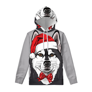 Santa Siberian Husky Print Pullover Hoodie