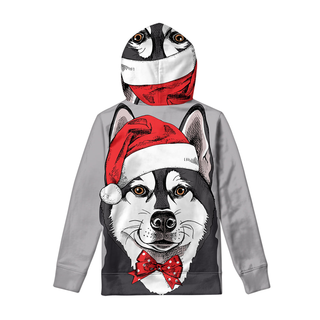 Santa Siberian Husky Print Pullover Hoodie