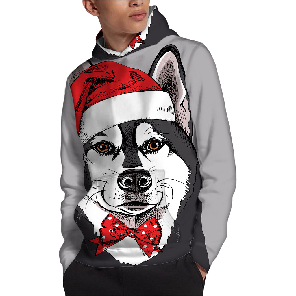 Santa Siberian Husky Print Pullover Hoodie