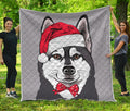Santa Siberian Husky Print Quilt