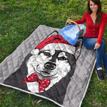 Santa Siberian Husky Print Quilt