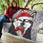 Santa Siberian Husky Print Quilt
