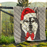 Santa Siberian Husky Print Quilt