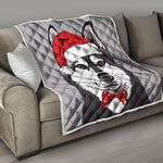 Santa Siberian Husky Print Quilt