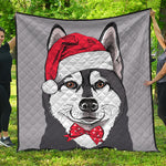 Santa Siberian Husky Print Quilt