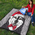 Santa Siberian Husky Print Quilt