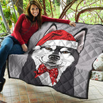 Santa Siberian Husky Print Quilt