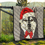 Santa Siberian Husky Print Quilt