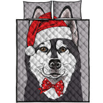 Santa Siberian Husky Print Quilt Bed Set