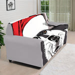 Santa Siberian Husky Print Sofa Cover
