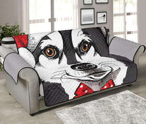 Santa Siberian Husky Print Sofa Protector