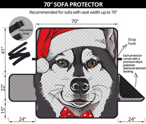 Santa Siberian Husky Print Sofa Protector