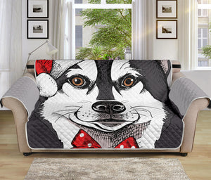 Santa Siberian Husky Print Sofa Protector