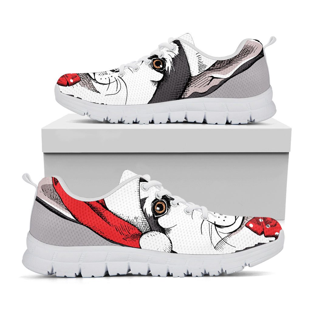 Santa Siberian Husky Print White Sneakers