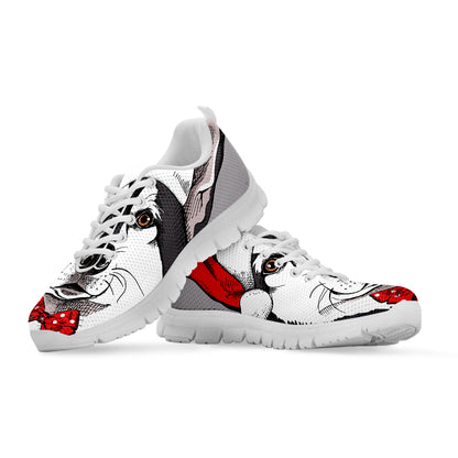 Santa Siberian Husky Print White Sneakers