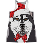 Santa Siberian Husky Print Women's Racerback Tank Top