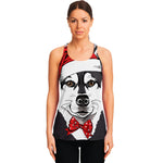 Santa Siberian Husky Print Women's Racerback Tank Top