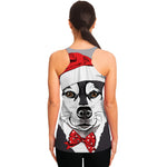 Santa Siberian Husky Print Women's Racerback Tank Top