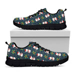 Santa Snowman Pattern Print Black Sneakers