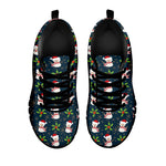 Santa Snowman Pattern Print Black Sneakers